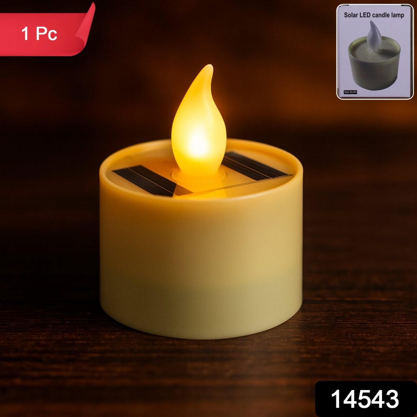 Solar Powered LED Flameless Candle Light (1 Pc) - Image 2
