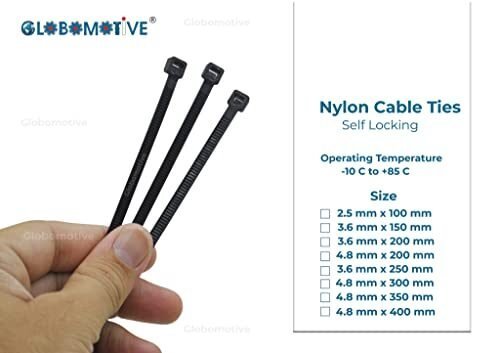 my69 Teeth Grip Nylon Self Locking Cable Ties, Black (100 mm x 2.5 mm, 4 inch, Pack of 100) - Heavy Duty Strong Zip Wire Fastener Organizer Tie - Image 4