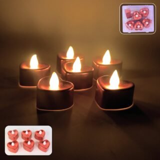 Heart Shape LED Flameless Decorative Candles (6 Pc / Set)