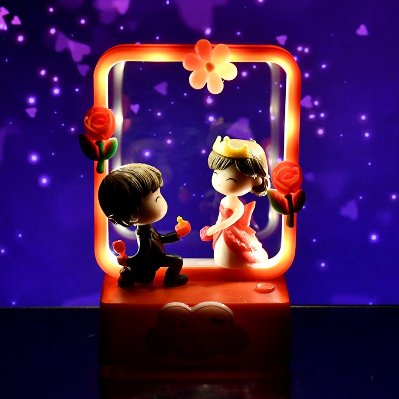 Romantic Couple Figurine with LED Light Showpiece (1 Pc) - Image 7
