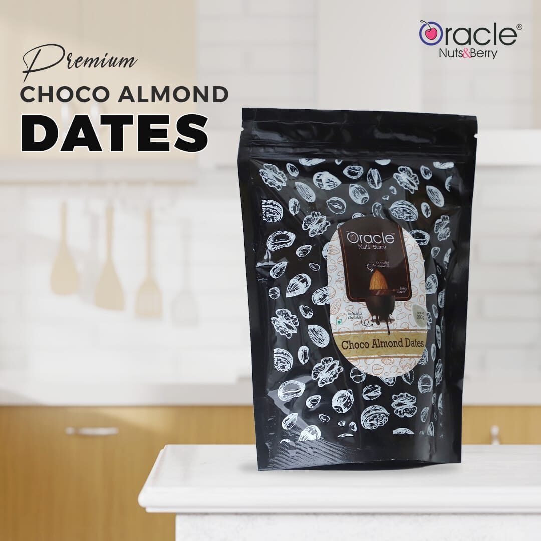 Oracle Nuts & Berry Premium Choco Almond Dates – Chocolate Coated Dates with Crunchy Almond Center(200gm)