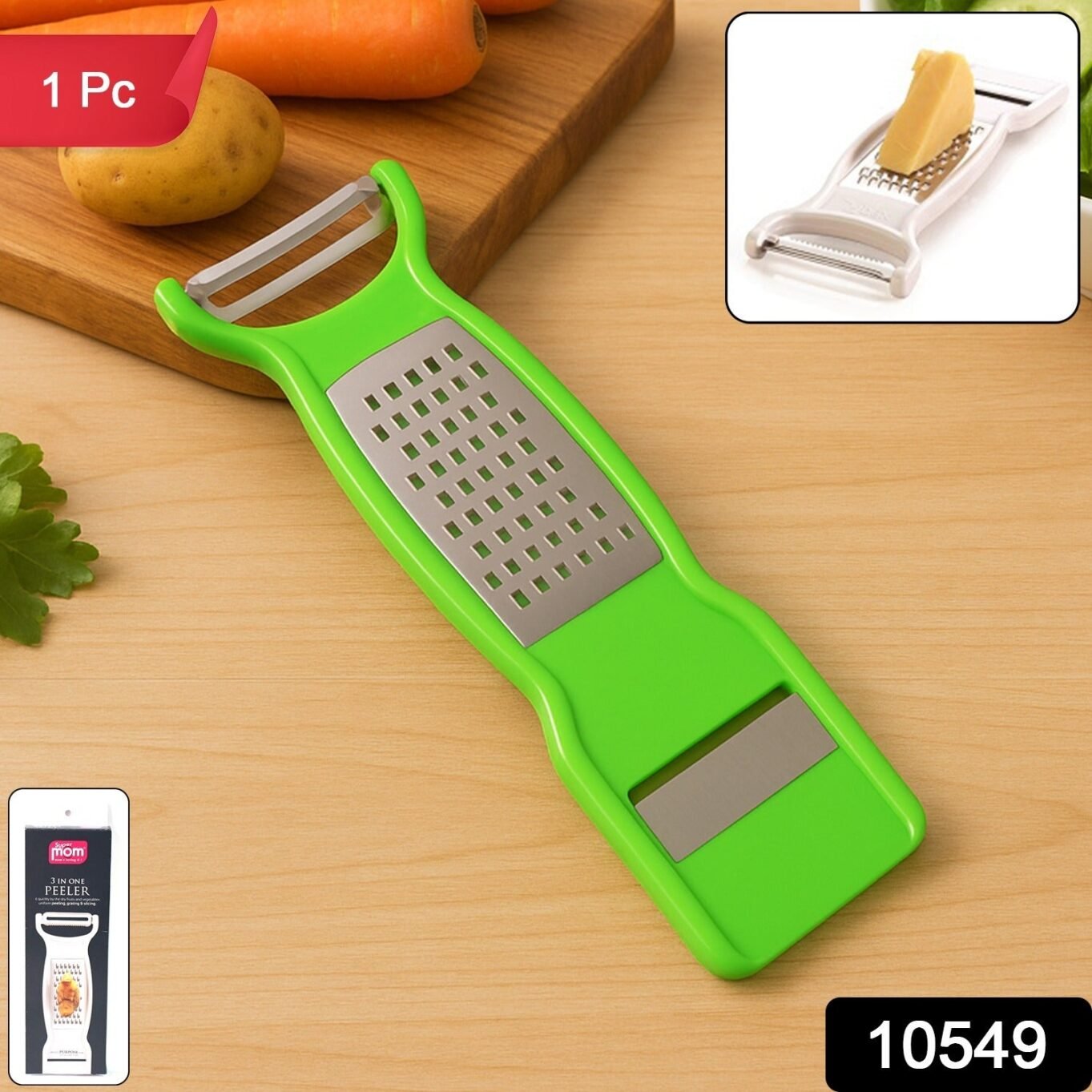 Supermom 3-in-1 Multi-Functional Stainless Steel Vegetable & Fruit Peeler (1 Pc) - Image 2