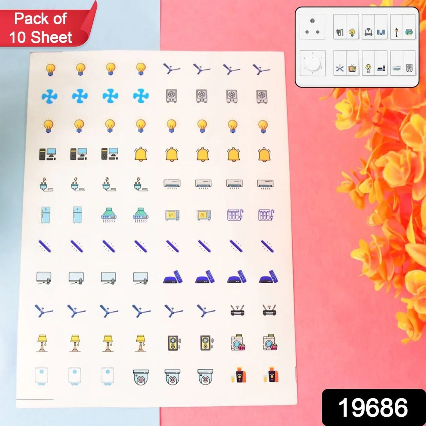 Pack of 10 Sheet Smart Switch Icon Sticker Sheet (10 Sheet, multi Icons) - Image 2