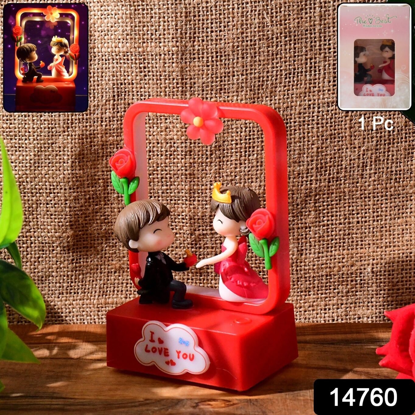 Romantic Couple Figurine with LED Light Showpiece (1 Pc) - Image 2